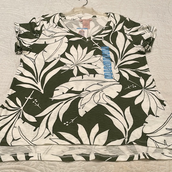 NWT PHILOSOPHY Republic Clothing Cotton Tropical Palm Print Popover Top Large - Picture 8 of 15